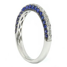 Load image into Gallery viewer, 14k White Gold 0.56Ct Sapphire, 0.36Ct Diamond 3 Row Band
