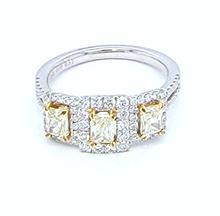 Load image into Gallery viewer, 18K Two Tone Diamond Cluster Ring, 0.74 Ct Fancy Yellow, 0.50 Ct White Diamonds
