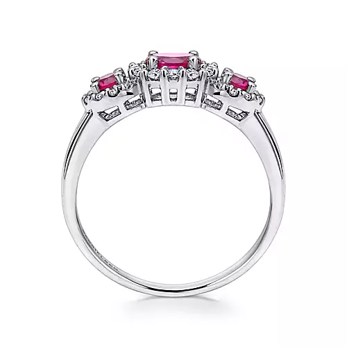 Gabriel 14k White Gold 0.57 Ruby, 0.23 Diamond Ring