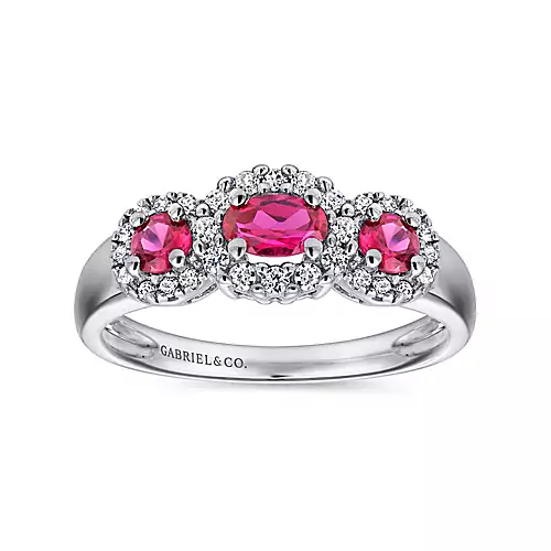 Gabriel 14k White Gold 0.57 Ruby, 0.23 Diamond Ring