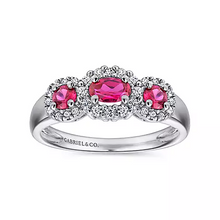 Load image into Gallery viewer, Gabriel 14k White Gold 0.57 Ruby, 0.23 Diamond Ring
