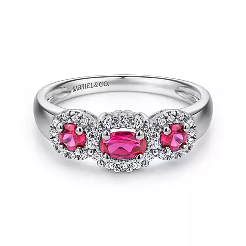 Gabriel 14k White Gold 0.57 Ruby, 0.23 Diamond Ring
