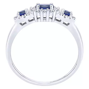 Gabriel 14k White Gold 0.52 Ct Sapphire, 0.24 Ct Diamond Ring