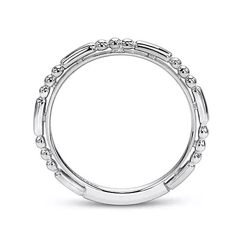 Gabriel 14k Gold Beaded Stackable Ring, Available in White and Yellow Gold