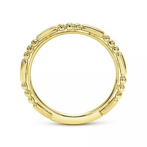 Gabriel 14k Gold Beaded Stackable Ring, Available in White and Yellow Gold