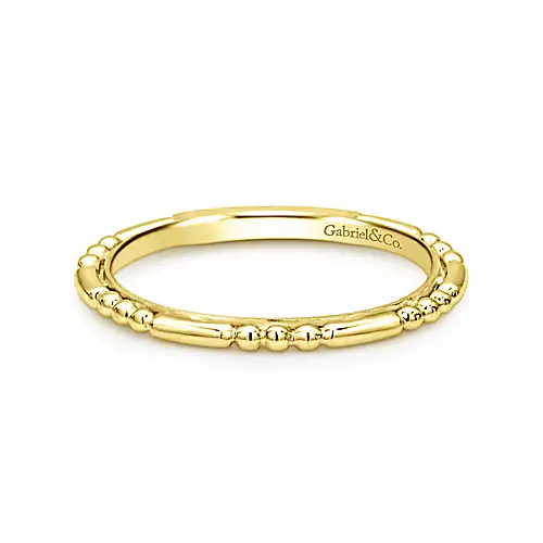 Gabriel 14k Gold Beaded Stackable Ring, Available in White and Yellow Gold