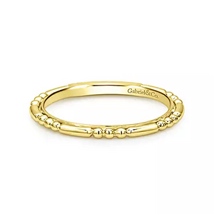 Gabriel 14k Gold Beaded Stackable Ring, Available in White and Yellow Gold
