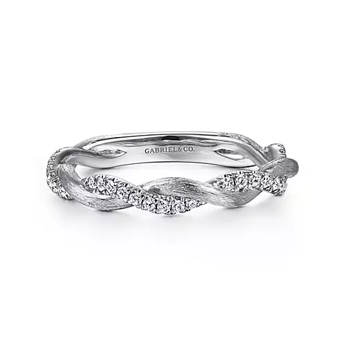 Gabriel 14k White Gold 0.20 Ct Diamond Twist Band