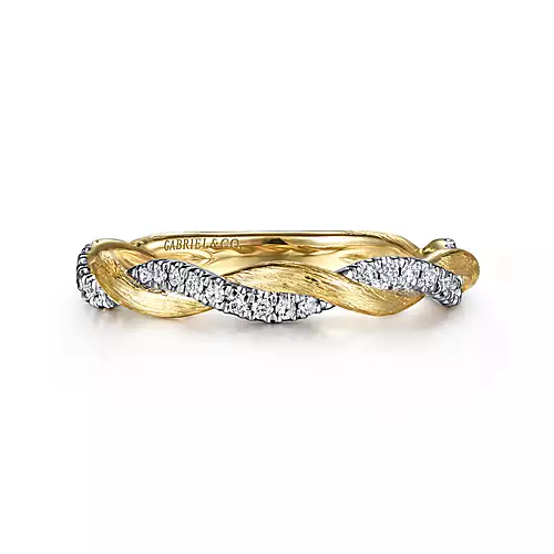 Gabriel 14k Gold 0.20 Ct Diamond Twist Band, Available in White and Yellow Gold