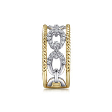 Load image into Gallery viewer, Gabriel 14K White-Yellow Gold 0.43 Ct Diamond Link and Twisted Rope Ring
