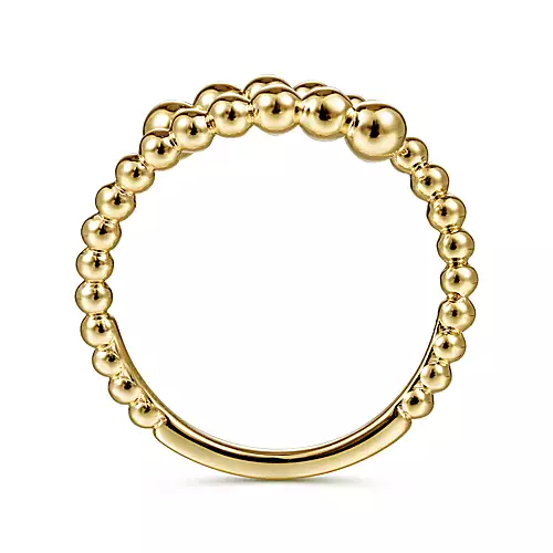 14K Yellow Gold Bujukan Beaded Bypass Ring