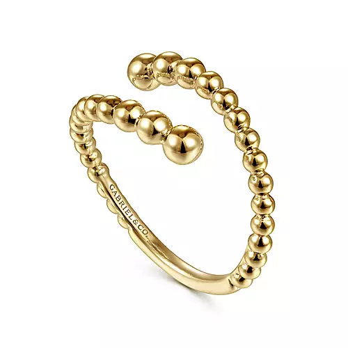14K Yellow Gold Bujukan Beaded Bypass Ring