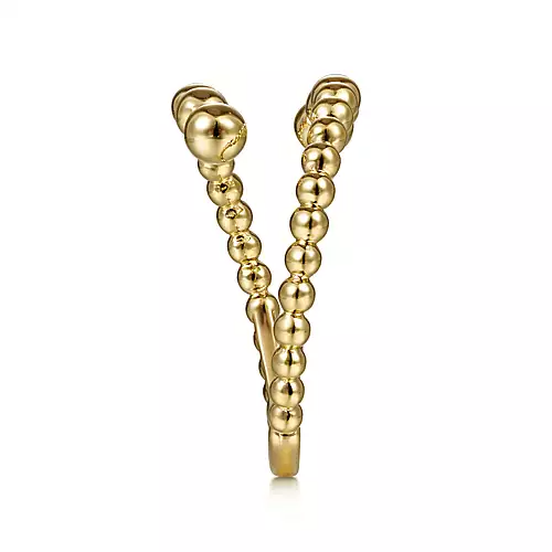 14K Yellow Gold Bujukan Beaded Bypass Ring