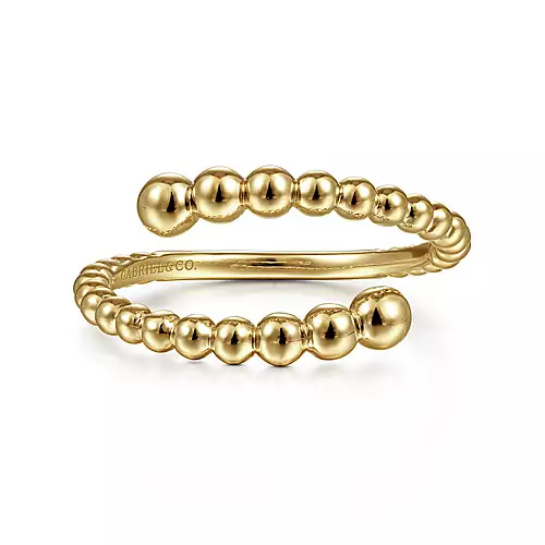 14K Yellow Gold Bujukan Beaded Bypass Ring