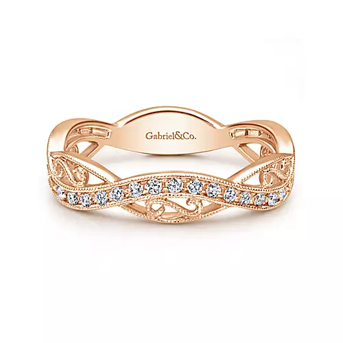 Gabriel 14k Rose Gold 0.24 Ct Diamond Twist Band