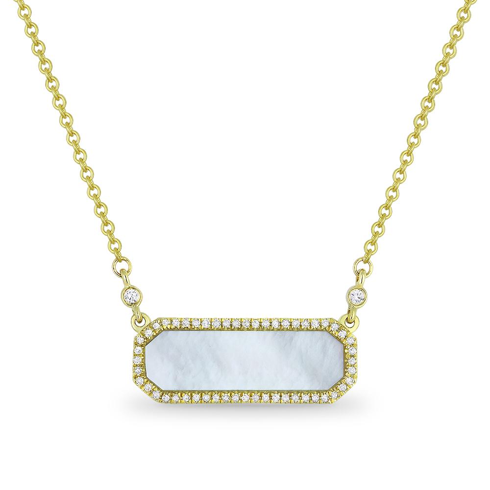 14k 1.18 Ct Mother of Pearl, 0.13 Ct Diamond Necklace, Available in White, Rose and Yellow Gold