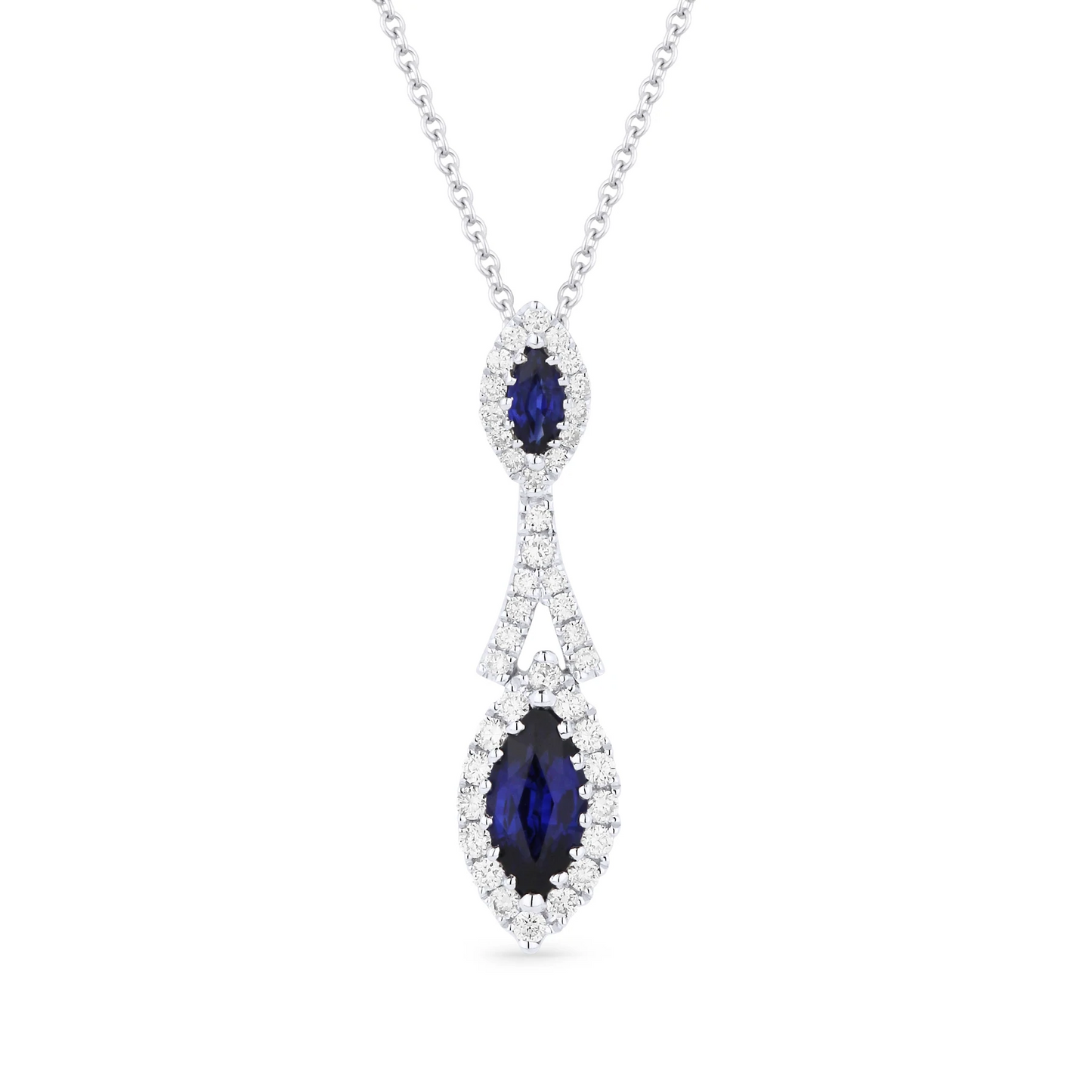 14k White Gold 0.53Ct Sapphire, 0.17Ct Diamond Pendant