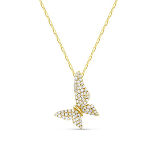 14k 0.26 Carat Diamond Butterfly Pendant, Available in White, Rose and Yellow Gold