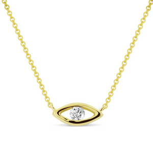 14k Yellow Gold 0.08Ct Diamond Eye Necklace