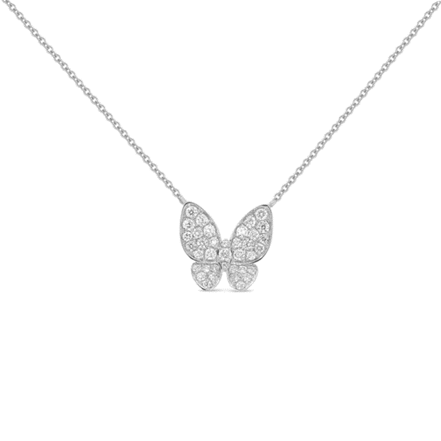 14k White Gold 0.43Ct Diamond Butterfly Necklace