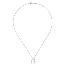 Load image into Gallery viewer, Gabriel 18 inch Sterling Silver 0.10ct White Sapphire Open Heart Pendant Necklace
