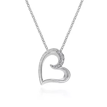 Load image into Gallery viewer, Gabriel 18 inch Sterling Silver 0.10ct White Sapphire Open Heart Pendant Necklace
