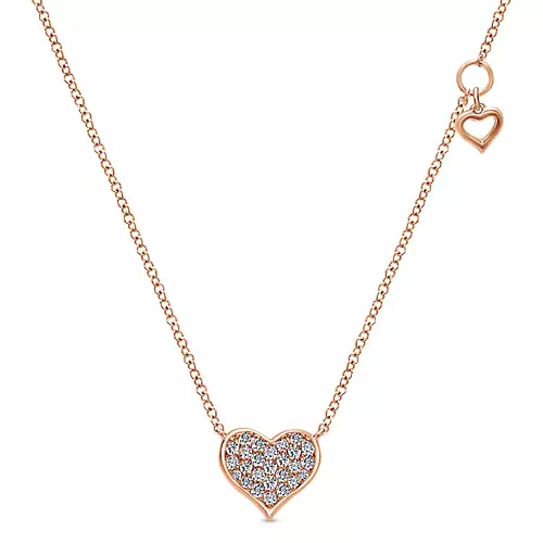 Gabriel 14k 0.20 Ct Diamond Heart Pendant, Available in White and Rose Gold