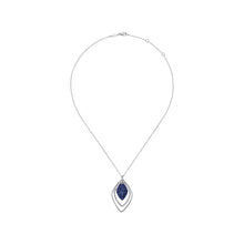 Load image into Gallery viewer, Gabriel Sterling Silver Layered Rhombus Pendant Necklace with 1.10Ct Sapphire Pave Drop
