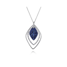 Load image into Gallery viewer, Gabriel Sterling Silver Layered Rhombus Pendant Necklace with 1.10Ct Sapphire Pave Drop
