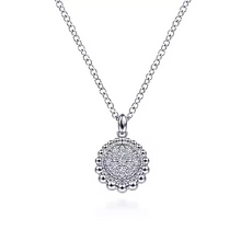 Load image into Gallery viewer, Gabriel Sterling Silver White Sapphire Pavé Round Pendant Necklace
