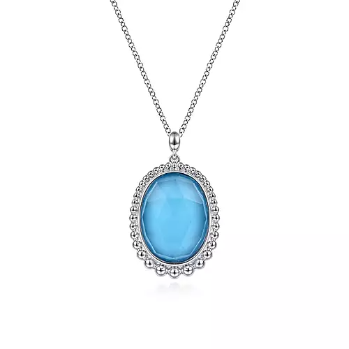 Gabriel Sterling Silver Rock Crystal and Turquoise Pendant Necklace