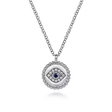 Load image into Gallery viewer, Gabriel Sterling Silver 0.02Ct Sapphire, 0.05Ct Diamond Eye Necklace
