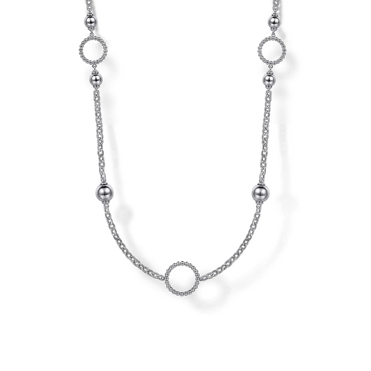 Gabriel Sterling Silver Round Beads Bujukan Necklace 32 Inch