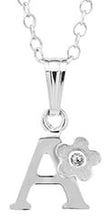 Load image into Gallery viewer, Sterling Silver initial Pendant with diamond and Flower
