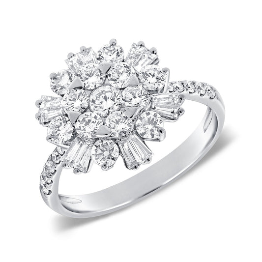 14k Gold 1.39Ct Baguette and Round Diamond Ring