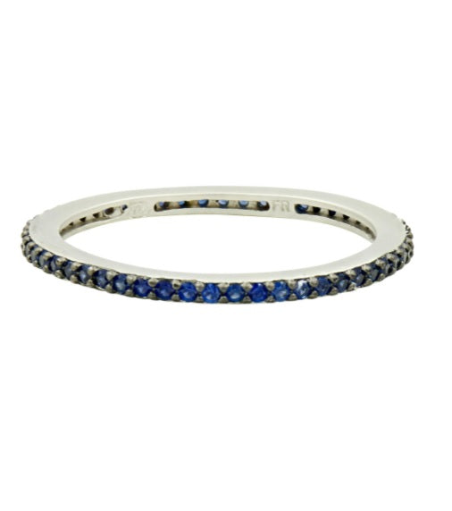 Freida Rothman Sterling Silver Stackable Ring with Blue Cubic Zirconia, Size 5