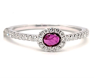 18K White Gold 0.20Ct Ruby, 0.22Ct Diamond Ring