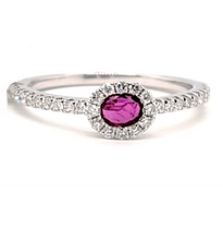 Load image into Gallery viewer, 18K White Gold 0.20Ct Ruby, 0.22Ct Diamond Ring
