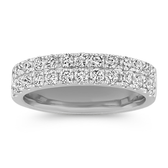 14k White Gold 0.92Ct Diamond Double Row Band