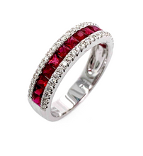 Load image into Gallery viewer, 18k White Gold 0.31Ct Diamond, 1.04Ct Ruby Band
