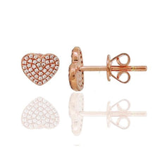 Load image into Gallery viewer, 14k Gold 0.25 Ct Diamond Heart Stud Earring, Available in White, Rose and Yellow Gold
