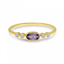 Load image into Gallery viewer, 14k Yellow Gold Amethyst and 0.06 Ct Diamond Ring
