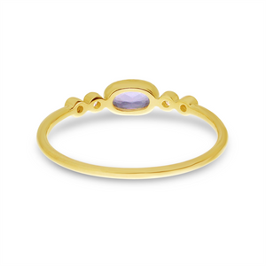14k Yellow Gold Amethyst and 0.06 Ct Diamond Ring