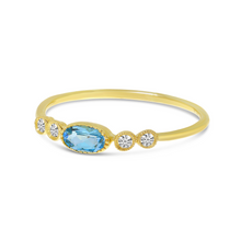 Load image into Gallery viewer, 14k Yellow Gold Blue Topaz and 0.06 Ct Diamond Ring
