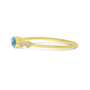 14k Yellow Gold Blue Topaz and 0.06 Ct Diamond Ring