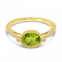 Load image into Gallery viewer, 14k Yellow Gold Peridot and 0.11 Ct Diamond Ring
