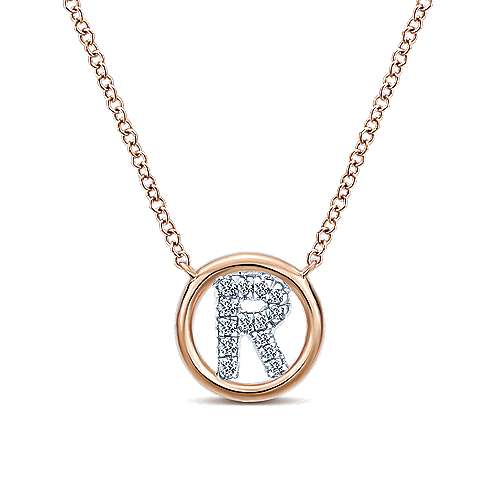 Gabriel 14k 0.07 Carat Diamond Initial Pendant, Available in White, Rose and Yellow Gold