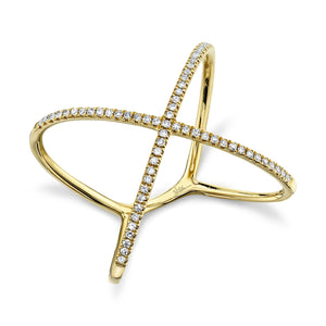 14k Gold 0.18 Ct Diamond X Ring, Available in White, Rose and Yellow Gold