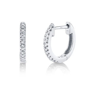 14k Gold 0.07 Ct Diamond Huggie Earring, Available in White, Rose and Yellow Gold