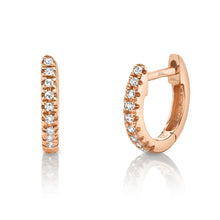 Load image into Gallery viewer, 14k Gold 0.04Ct Diamond Huggie Earring, Available in White, Rose and Yellow Gold
